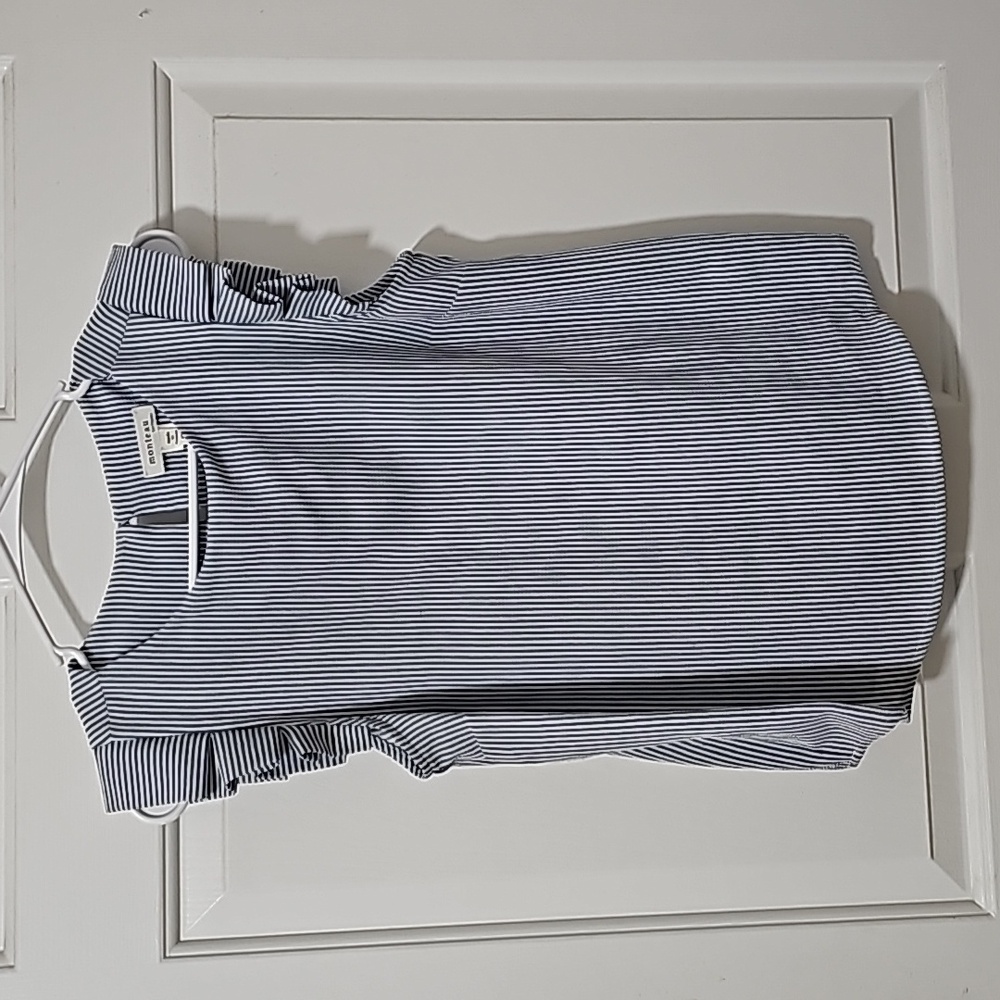 Striped white and light blue blouse